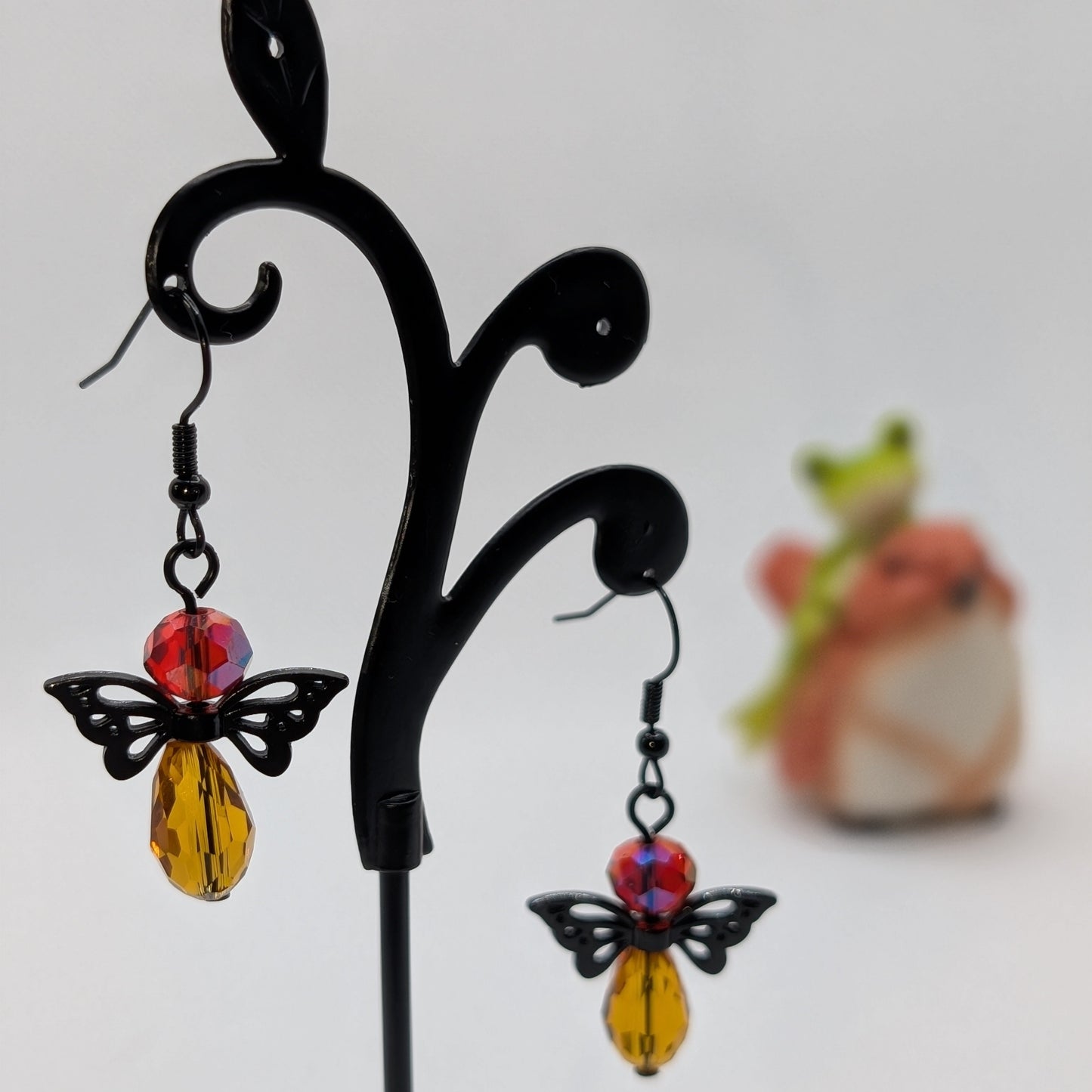 ✨Kaleidowings✨| Colorful Glass Fairy Earrings with Filigree Wings — Multiple Variations