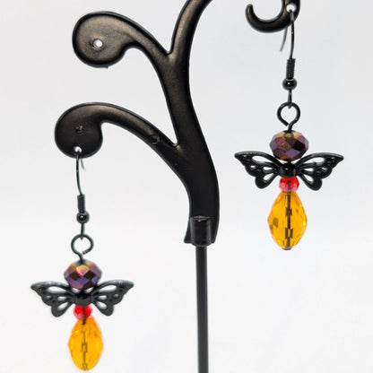 ✨Kaleidowings✨| Colorful Glass Fairy Earrings with Filigree Wings — Multiple Variations