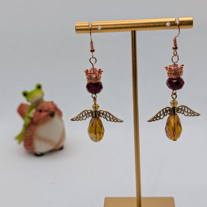 ✨Solvyrra & Malavyrn, the Royal Soulstone Wyverns✨| Crowned Drop Dangle Wyvern Earrings with Filigree Wings