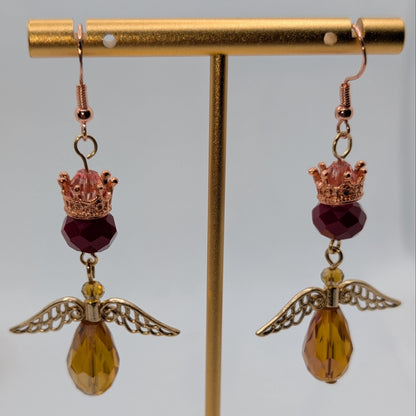✨Solvyrra & Malavyrn, the Royal Soulstone Wyverns✨| Crowned Drop Dangle Wyvern Earrings with Filigree Wings