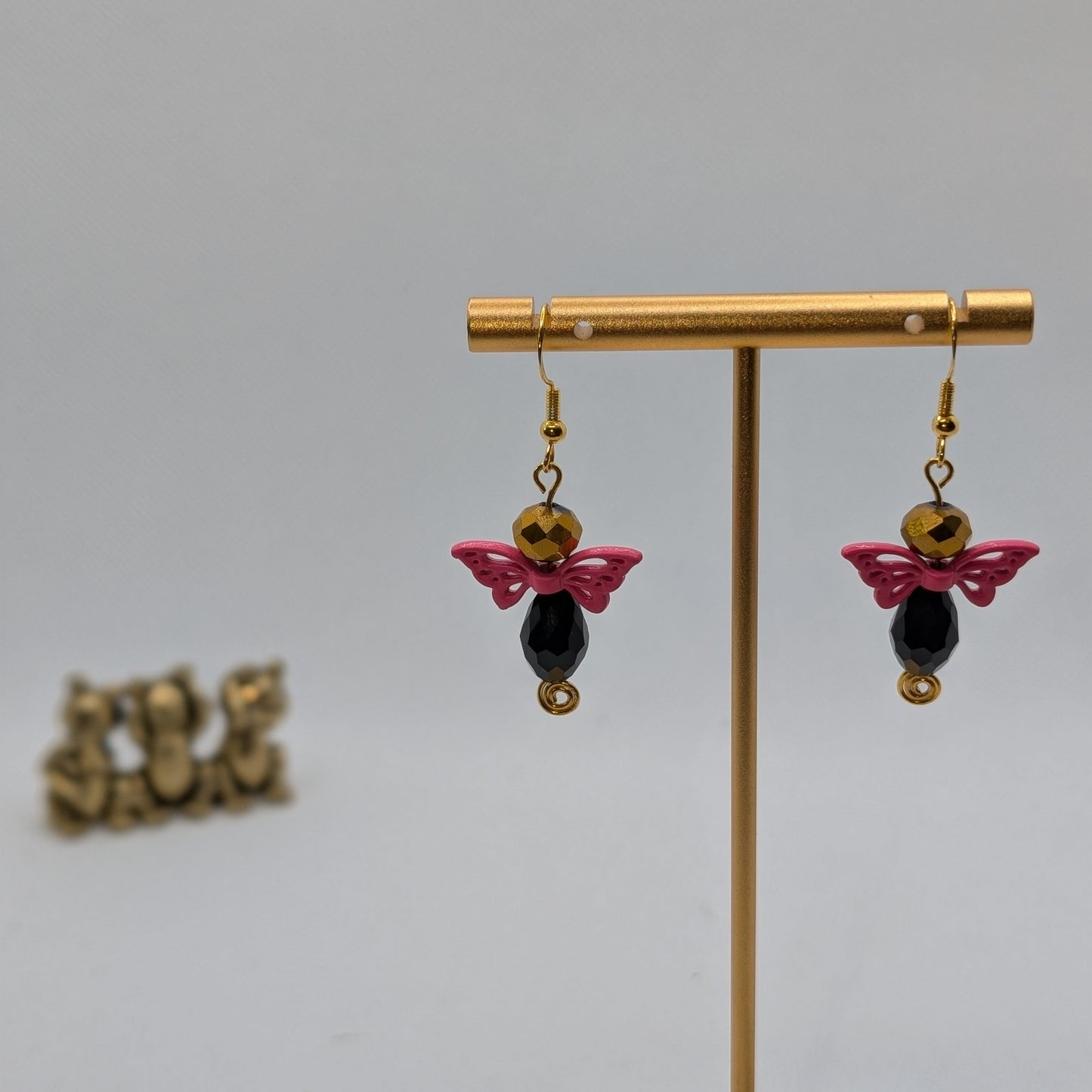 ✨Kaleidowings✨| Colorful Glass Fairy Earrings with Filigree Wings — Multiple Variations