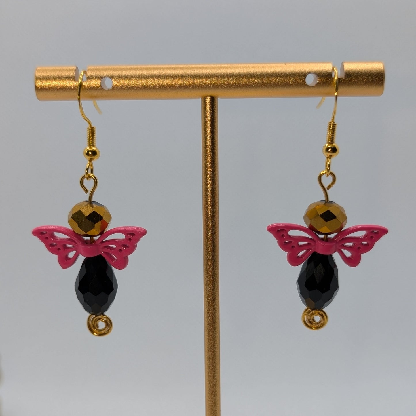 ✨Kaleidowings✨| Colorful Glass Fairy Earrings with Filigree Wings — Multiple Variations