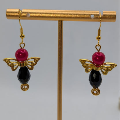 ✨Kaleidowings✨| Colorful Glass Fairy Earrings with Filigree Wings — Multiple Variations