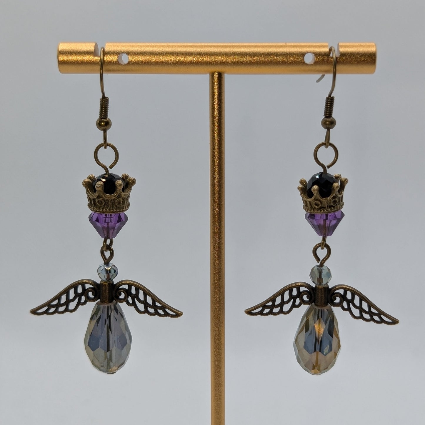 ✨Solvyrra & Malavyrn, the Royal Soulstone Wyverns✨| Crowned Drop Dangle Wyvern Earrings with Filigree Wings