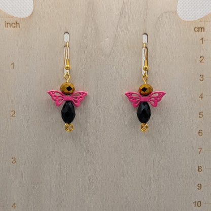 ✨Kaleidowings✨| Colorful Glass Fairy Earrings with Filigree Wings — Multiple Variations