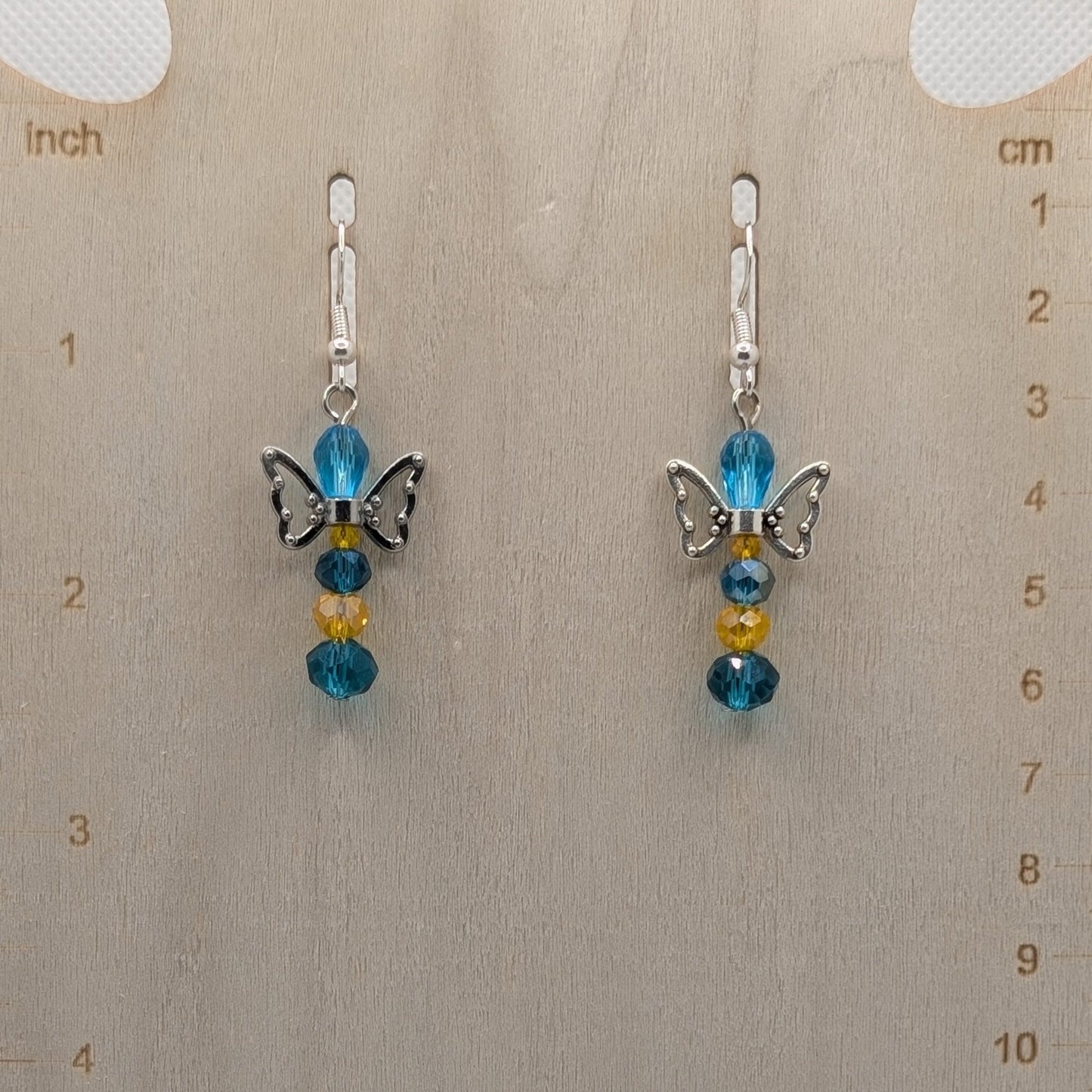 ✨The Fluttercourt✨| Colorful Glass Fairy Earrings with Silver Outline Wings — Multiple Variations