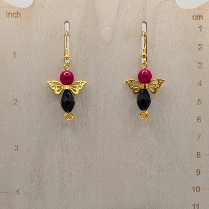 ✨Kaleidowings✨| Colorful Glass Fairy Earrings with Filigree Wings — Multiple Variations