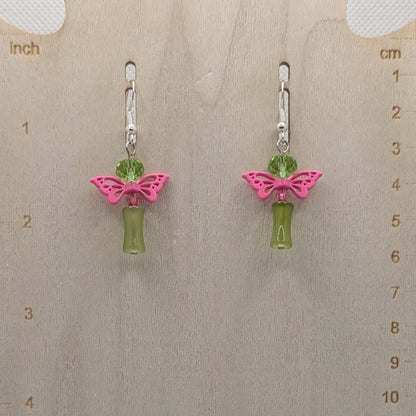 ✨Kaleidowings✨| Colorful Glass Fairy Earrings with Filigree Wings — Multiple Variations