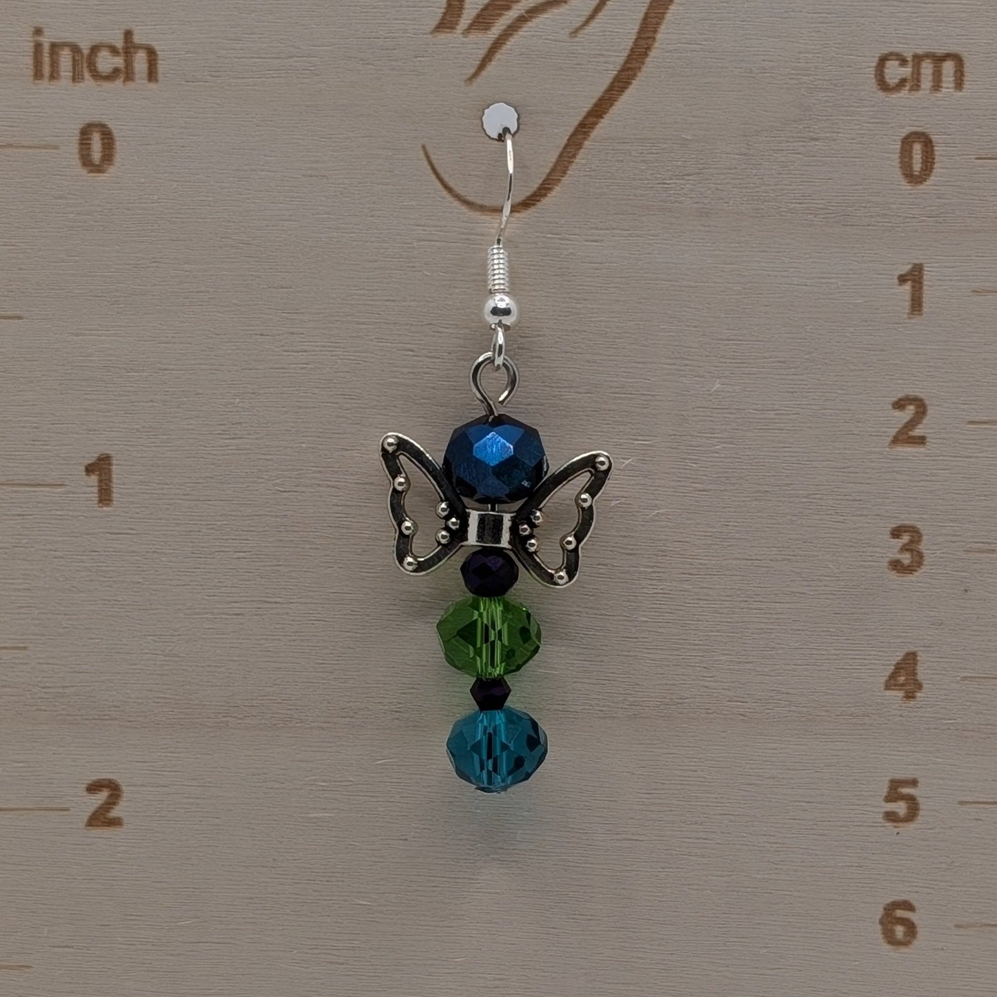 ✨The Fluttercourt✨| Colorful Glass Fairy Earrings with Silver Outline Wings — Multiple Variations