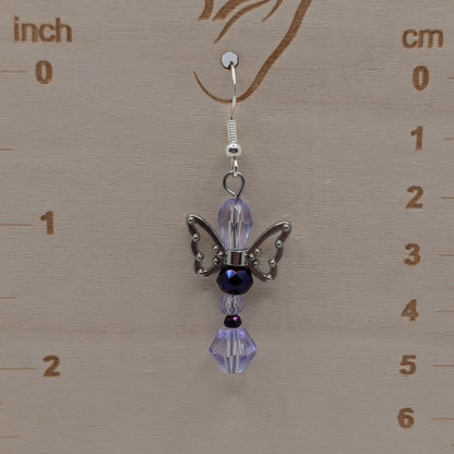 ✨The Fluttercourt✨| Colorful Glass Fairy Earrings with Silver Outline Wings — Multiple Variations