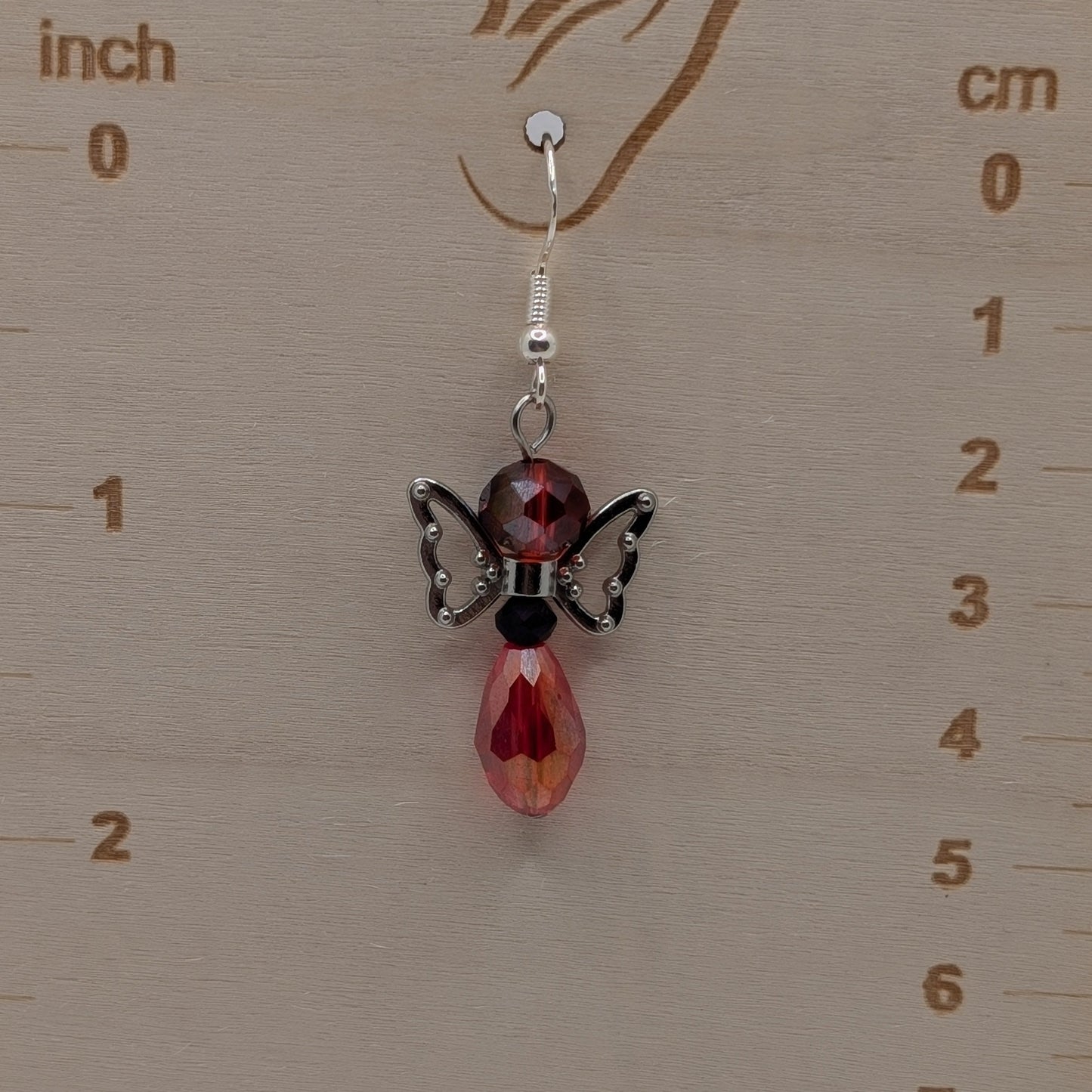 ✨The Flutterlark Trio✨| Colorful Glass Fairy Earrings with Silver Butterfly Outline Wings