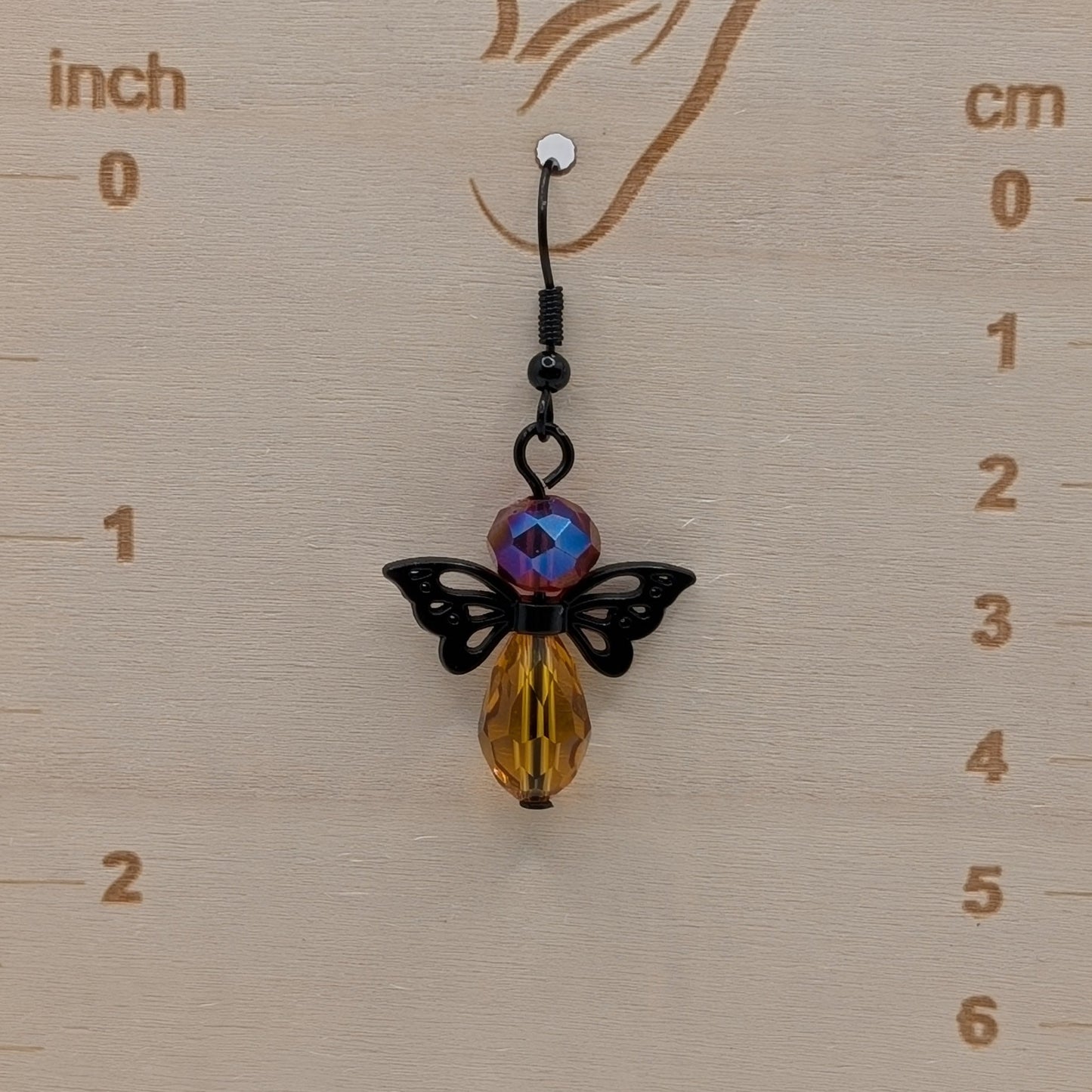 ✨Kaleidowings✨| Colorful Glass Fairy Earrings with Filigree Wings — Multiple Variations