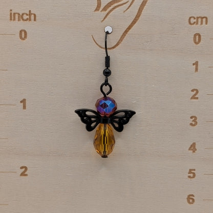 ✨Kaleidowings✨| Colorful Glass Fairy Earrings with Filigree Wings — Multiple Variations
