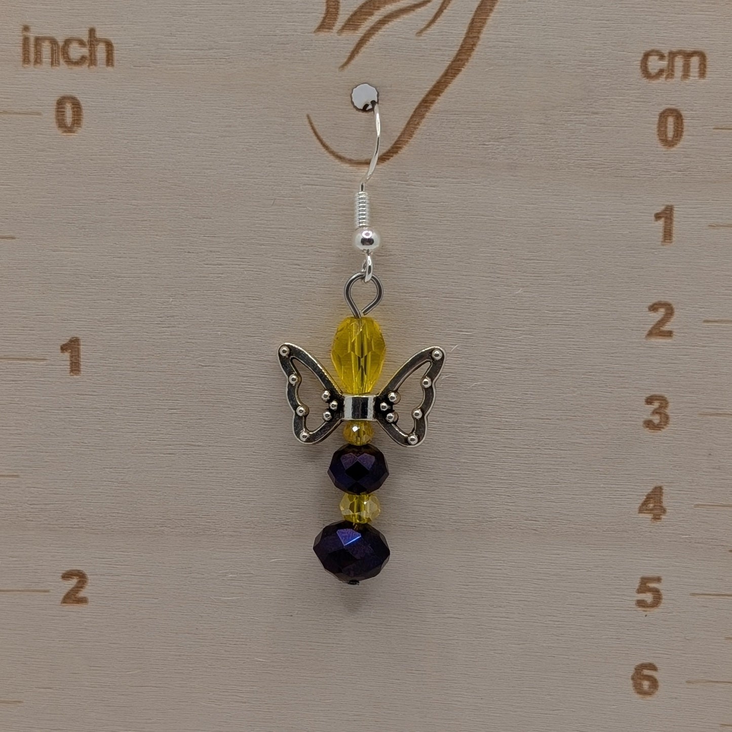 ✨The Fluttercourt✨| Colorful Glass Fairy Earrings with Silver Outline Wings — Multiple Variations