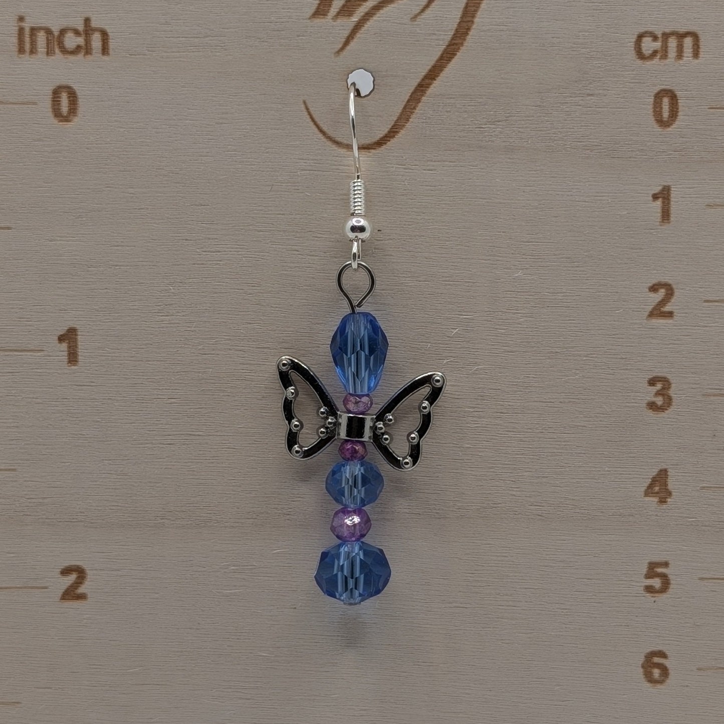 ✨The Fluttercourt✨| Colorful Glass Fairy Earrings with Silver Outline Wings — Multiple Variations