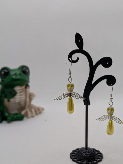 ✨The Dirgeward Flock✨ | Large Boneshee Winged Skull Earrings in 14 Variations