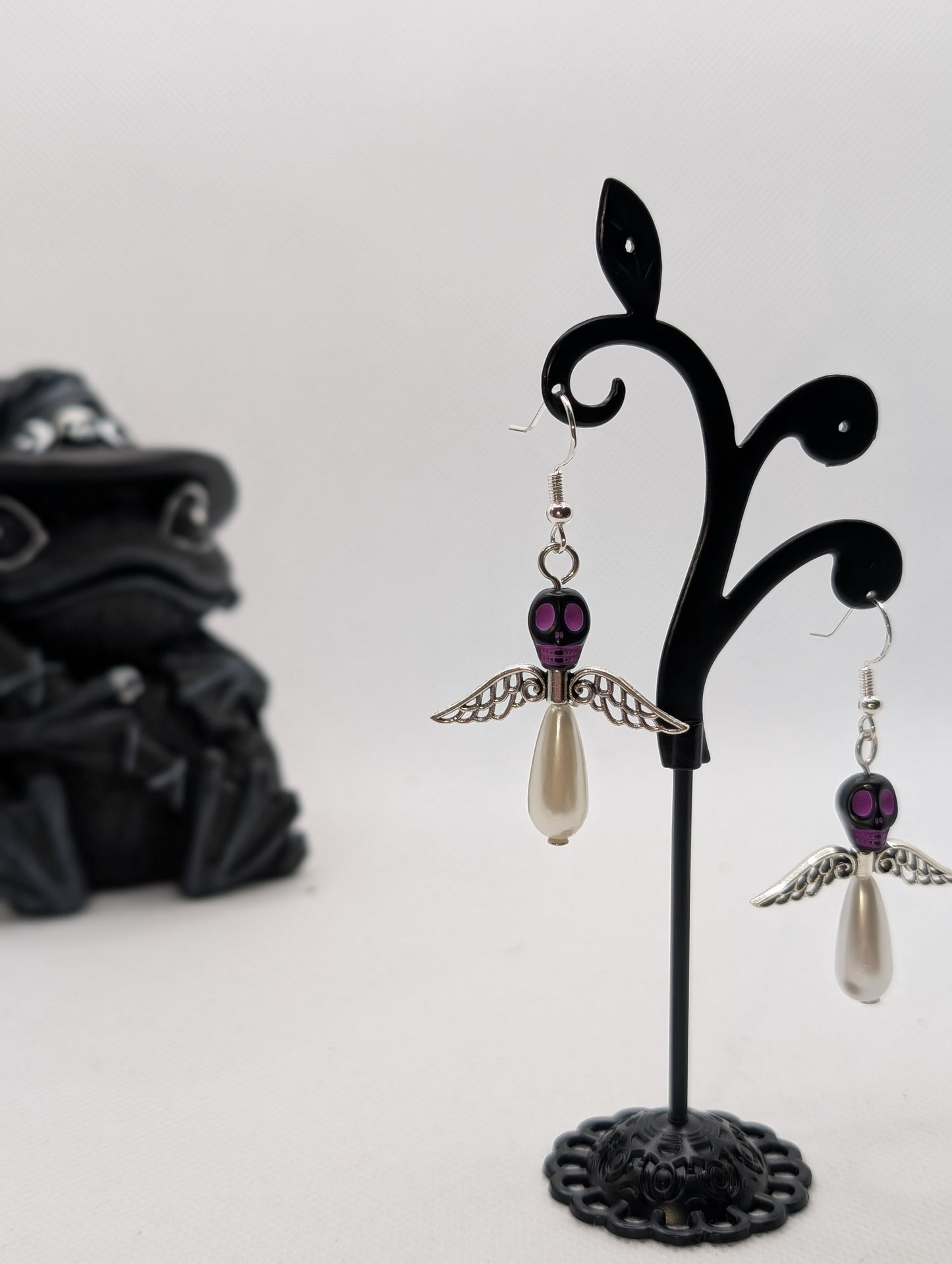 ✨The Dirgeward Flock✨ | Large Boneshee Winged Skull Earrings in 14 Variations