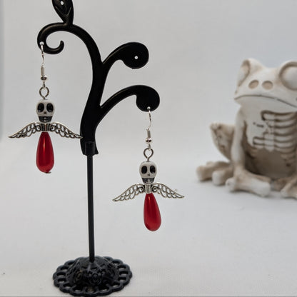 ✨The Dirgeward Flock✨ | Large Boneshee Winged Skull Earrings in 14 Variations