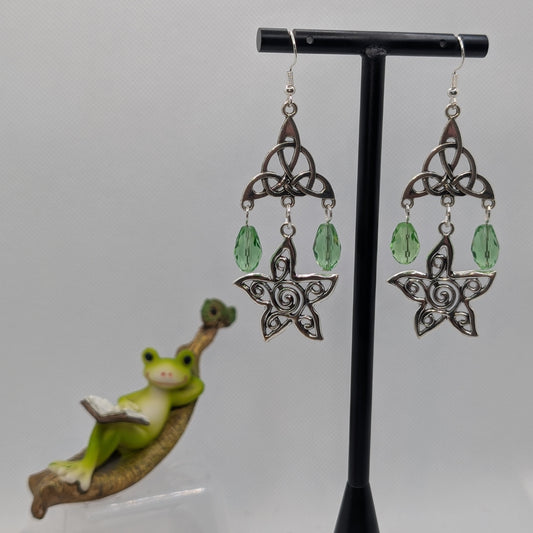 ✨The Druidstar Sigil✨ | Celtic Triquetra & Spiral Pentacle Druid Earrings