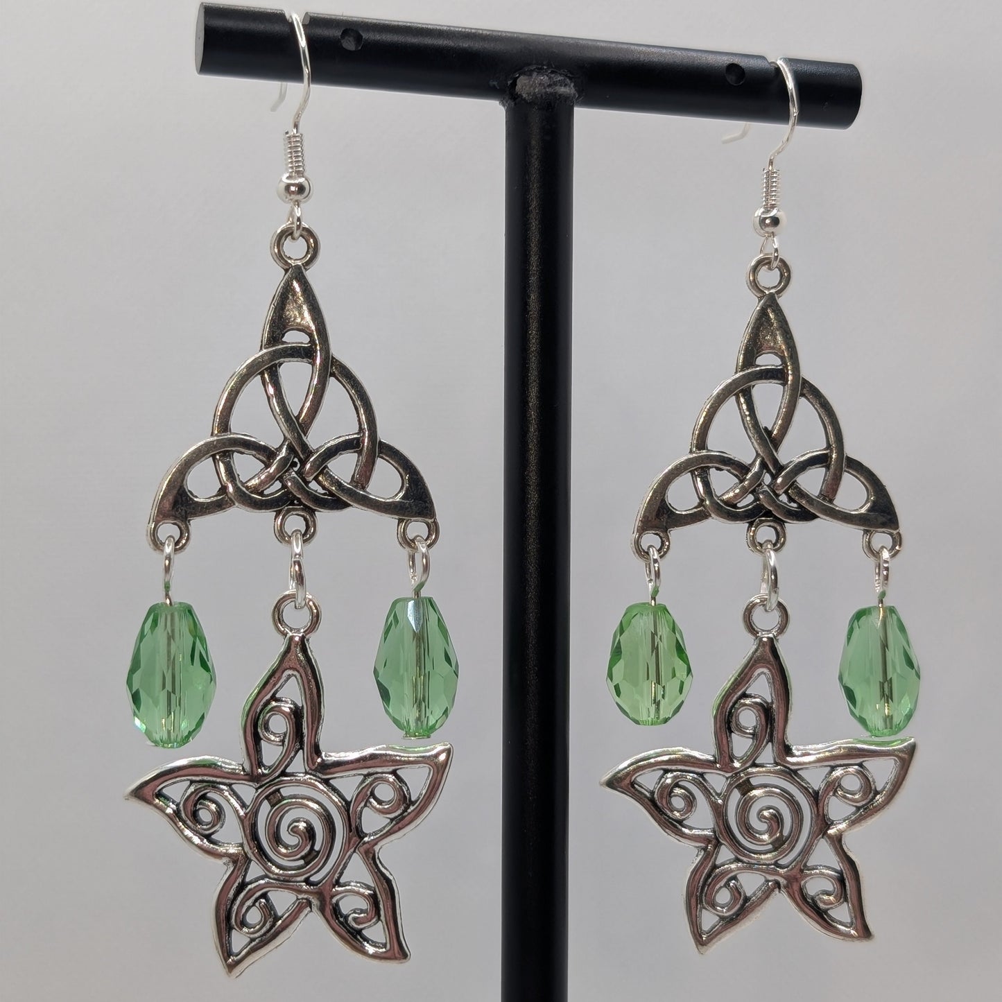 ✨The Druidstar Sigil✨ | Celtic Triquetra & Spiral Pentacle Druid Earrings