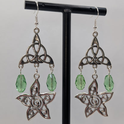 ✨The Druidstar Sigil✨ | Celtic Triquetra & Spiral Pentacle Druid Earrings
