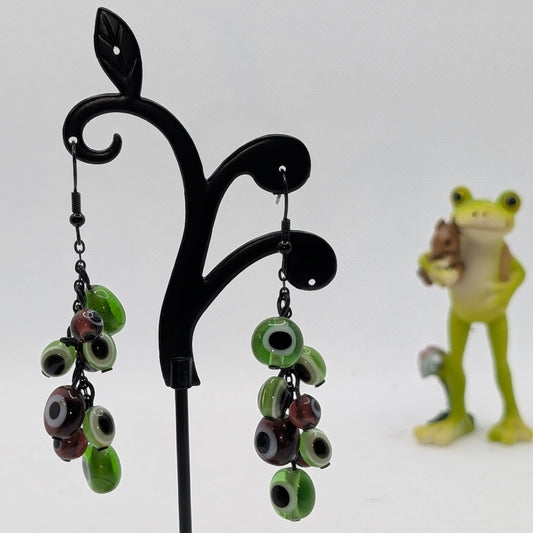✨Googlyvine✨| Green & Purple “Eye” Vine Cascade Earrings