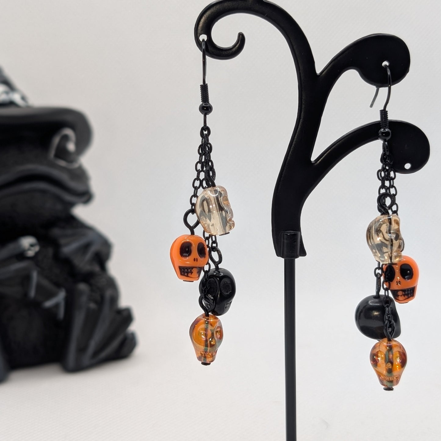 ✨Bonedancers✨| Dangling Orange Skull Earrings