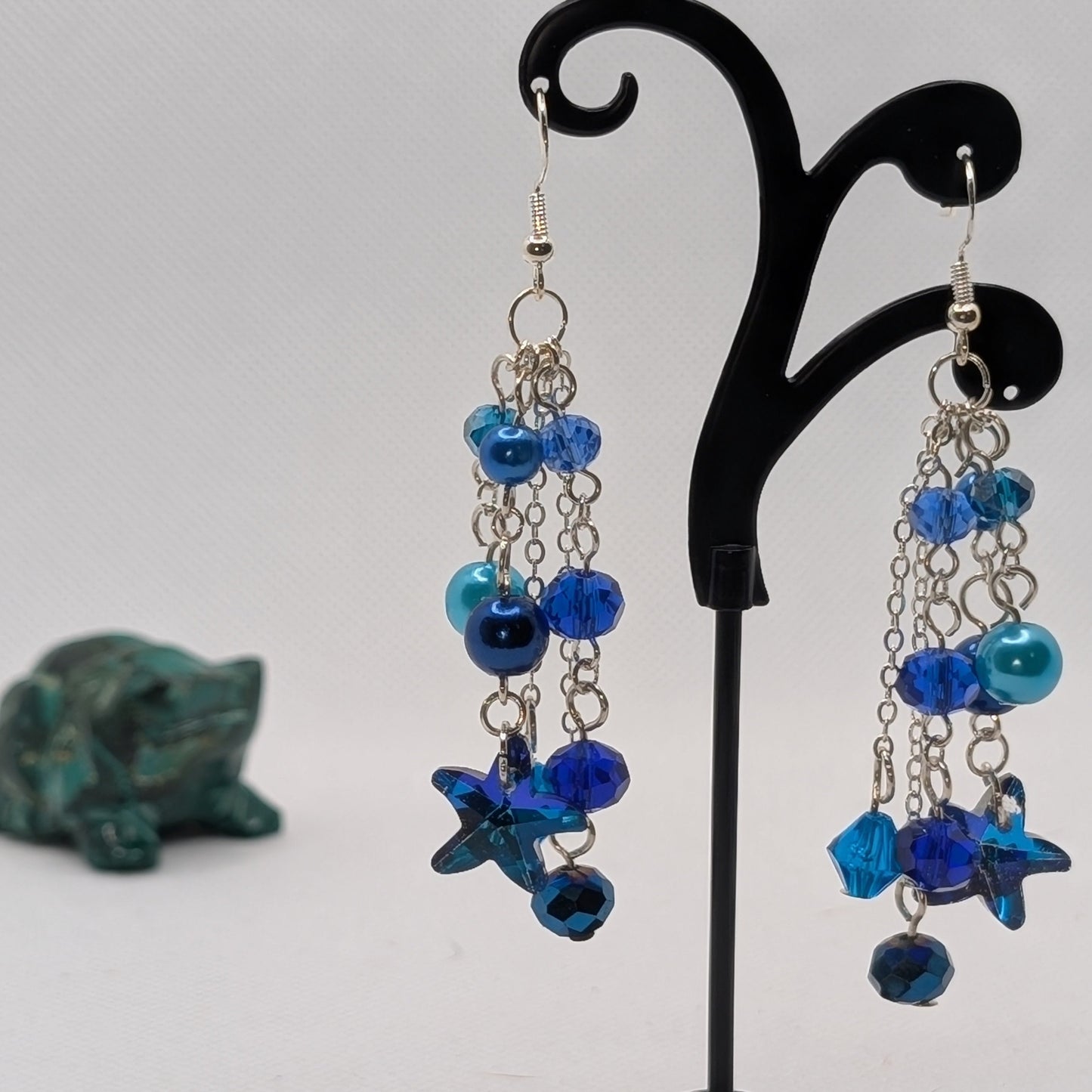 ✨Astral Scatter✨| Blue Crystal Ocean & Celestial Chain Earrings