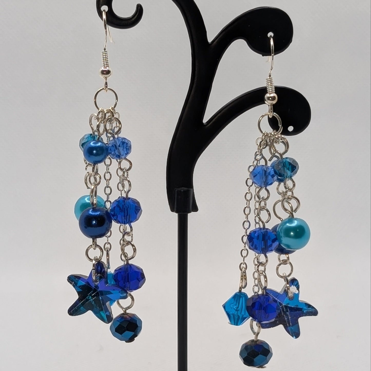 ✨Astral Scatter✨| Blue Crystal Ocean & Celestial Chain Earrings