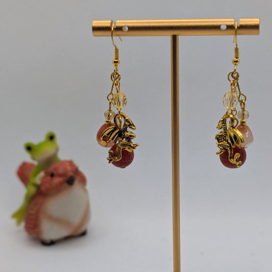 ✨Warmwyrms✨| Dragon Vein Agate & Carnelian Dragon Earrings