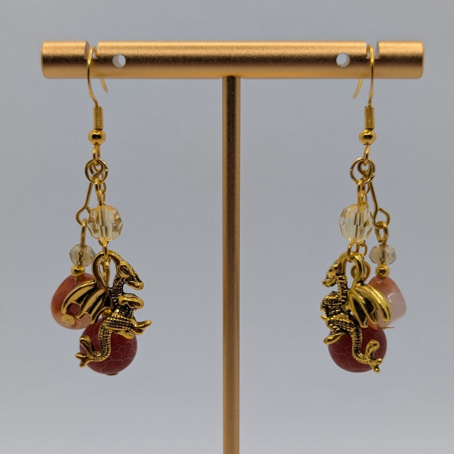 ✨Warmwyrms✨| Dragon Vein Agate & Carnelian Dragon Earrings