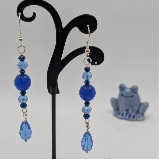 ✨Cerulenne✨| Blue Jade Drop Earrings with Crystal Accents