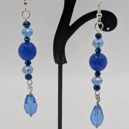 ✨Cerulenne✨| Blue Jade Drop Earrings with Crystal Accents