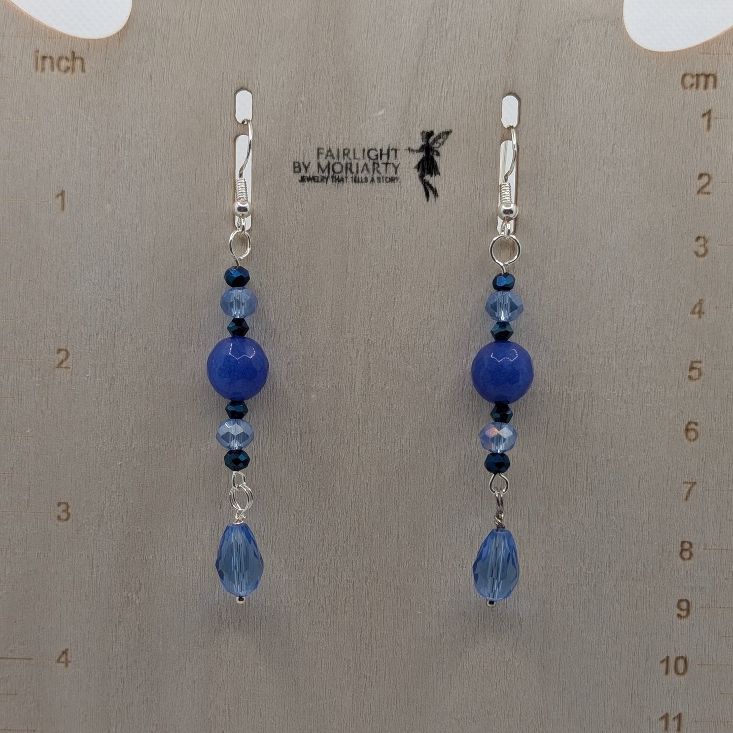 ✨Cerulenne✨| Blue Jade Drop Earrings with Crystal Accents
