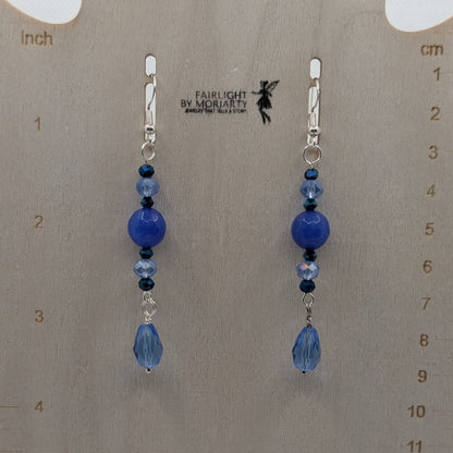 ✨Cerulenne✨| Blue Jade Drop Earrings with Crystal Accents