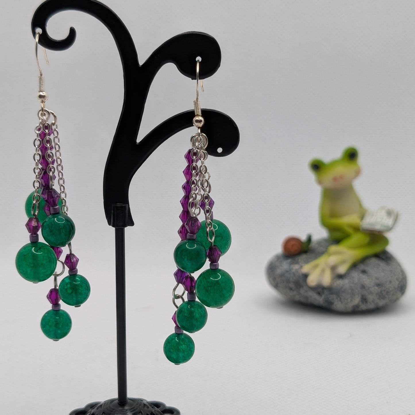 ✨Sugardrop Sprouts✨| Green Jade & Crystal Dangle Earrings