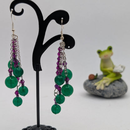 ✨Sugardrop Sprouts✨| Green Jade & Crystal Dangle Earrings
