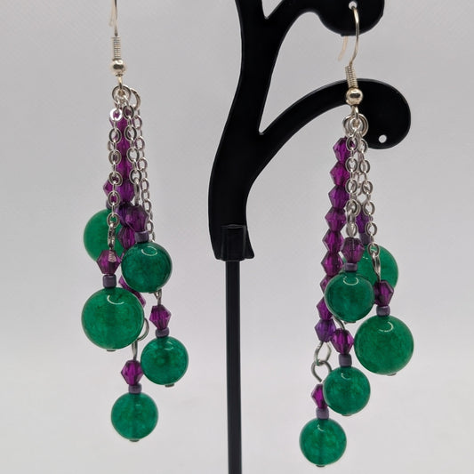 ✨Sugardrop Sprouts✨| Green Jade & Crystal Dangle Earrings