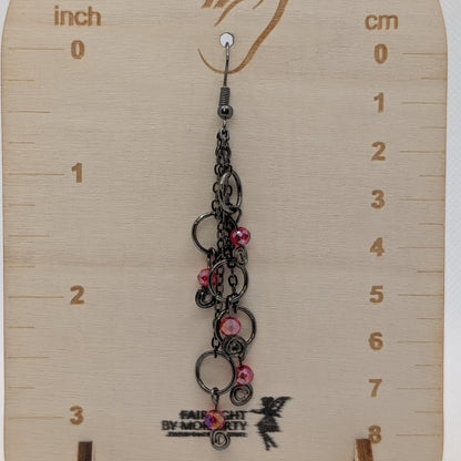 ✨Wildthorn Tangle✨| Red and Gunmetal Cascade Earrings with Spirals