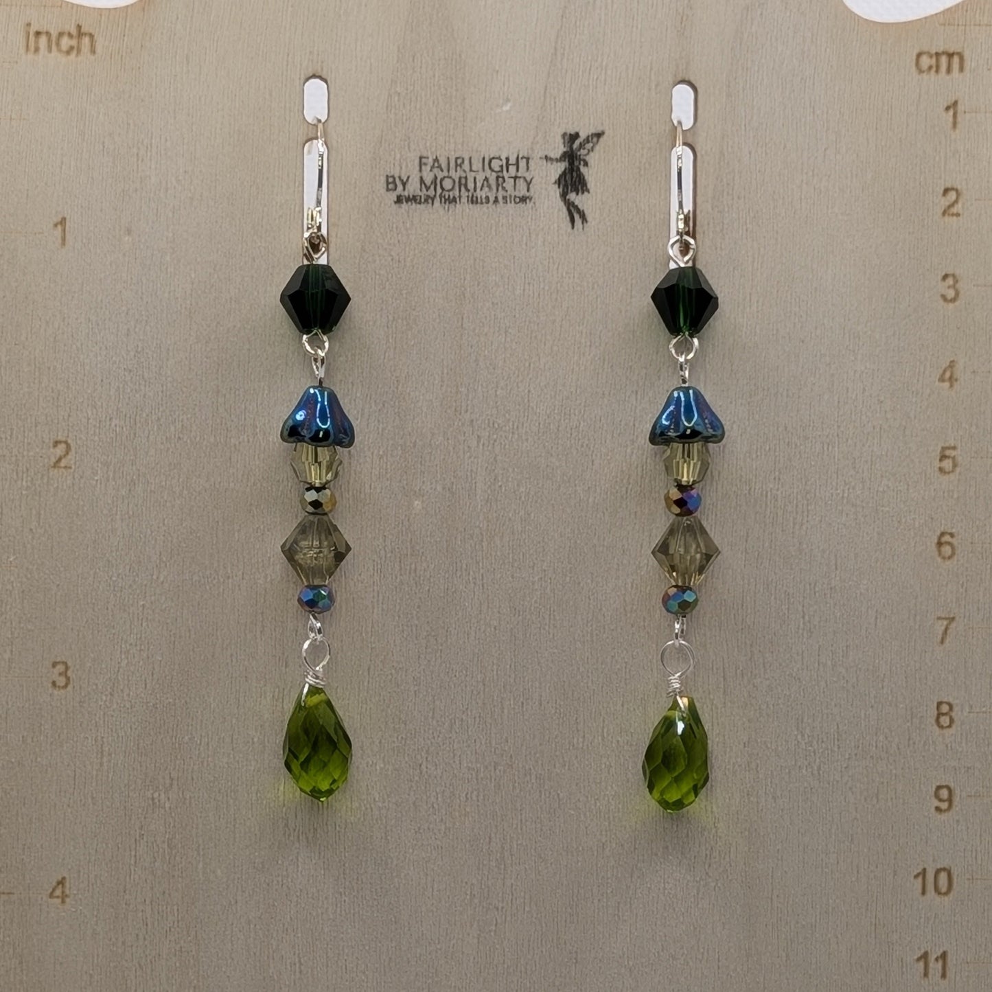 ✨Mossdew Trickle✨| Woodland Green Crystal Drop Earrings
