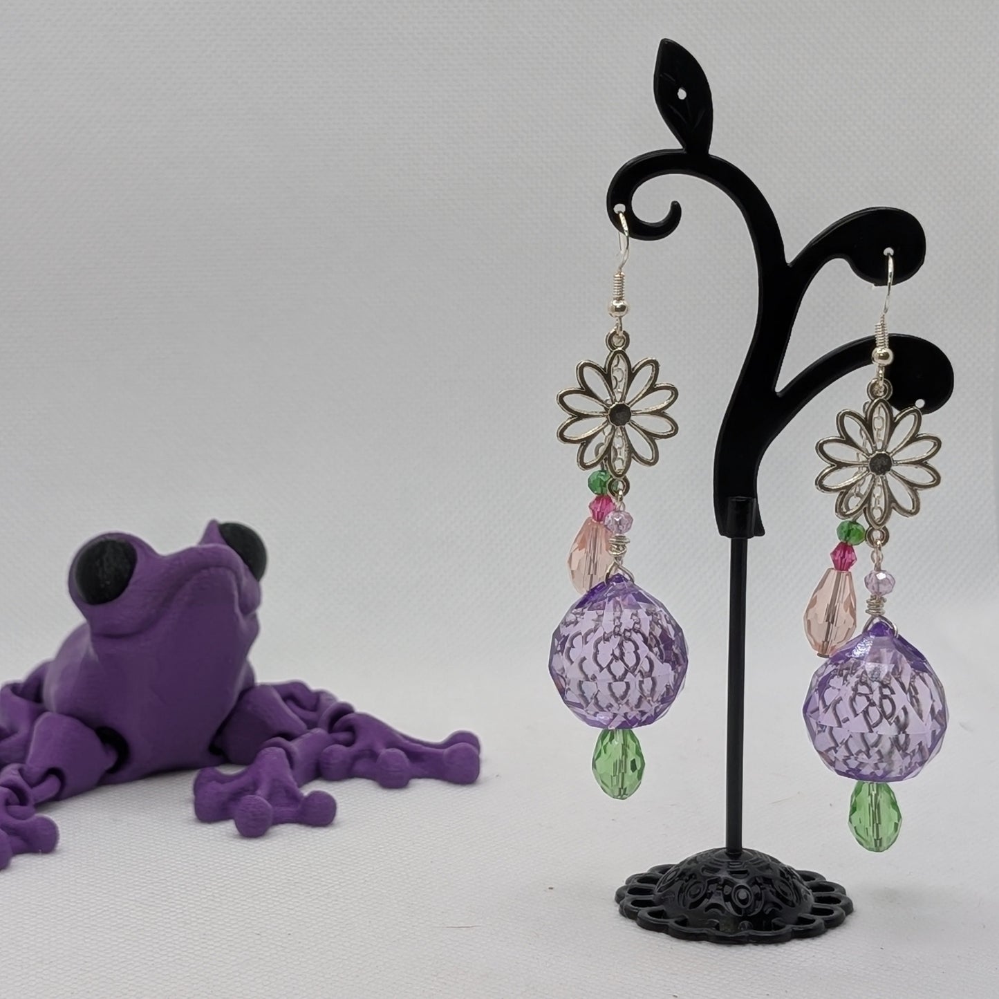 ✨Nectarbell Blossoms✨| Lavender Crystal Flower Drop Earrings