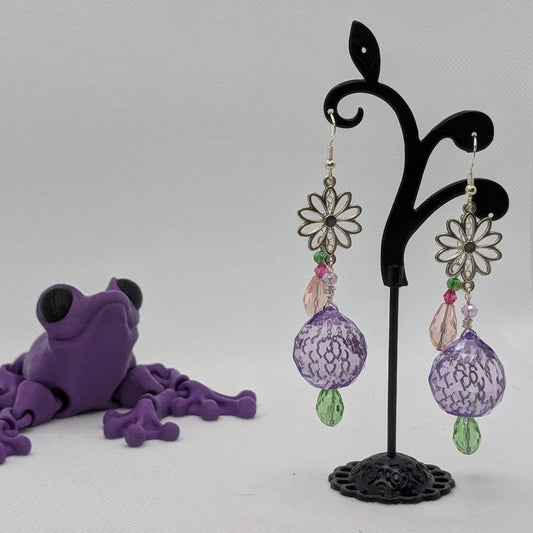 ✨Nectarbell Blossoms✨| Lavender Crystal Flower Drop Earrings