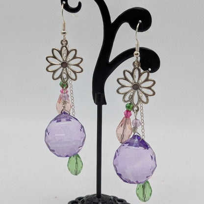 ✨Nectarbell Blossoms✨| Lavender Crystal Flower Drop Earrings