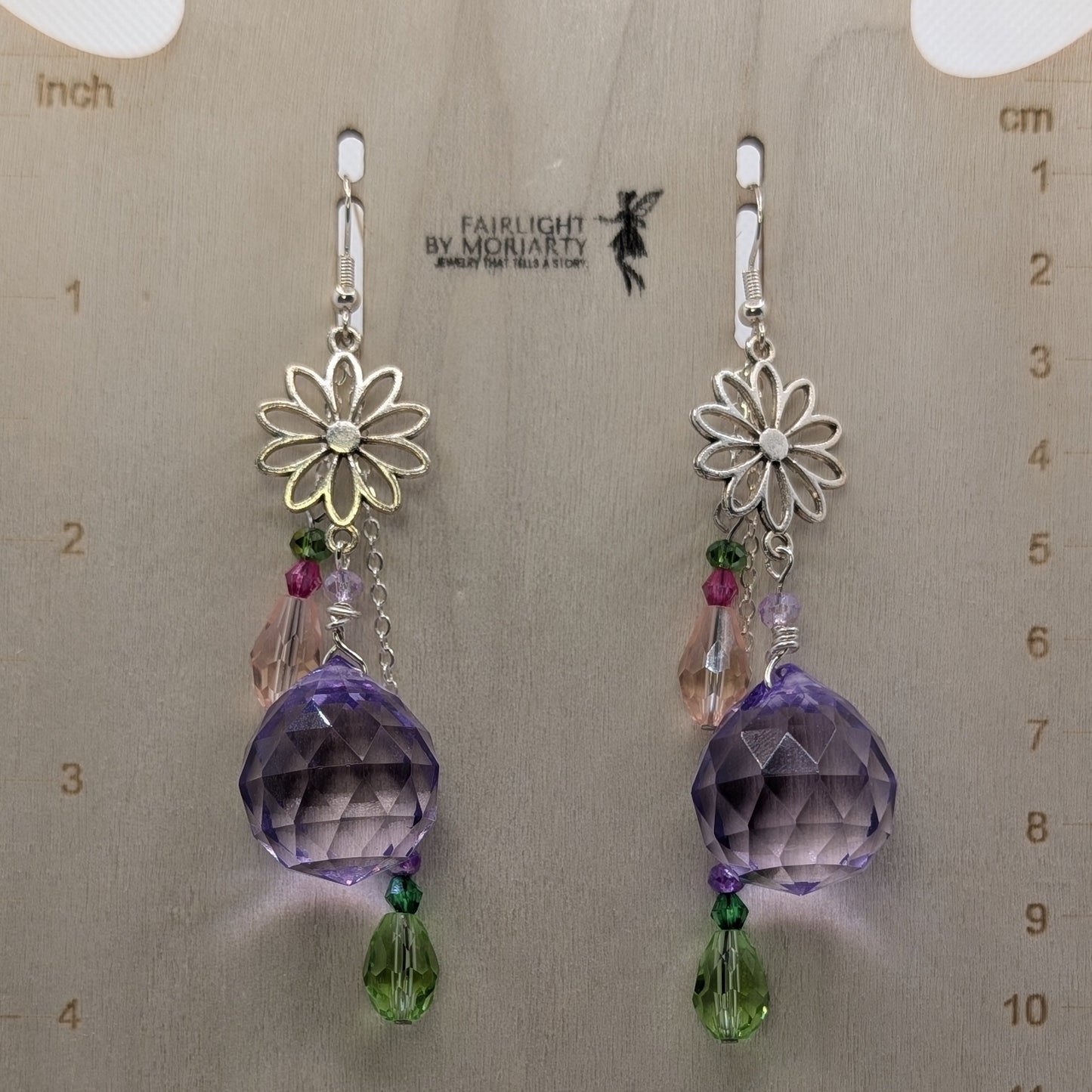 ✨Nectarbell Blossoms✨| Lavender Crystal Flower Drop Earrings