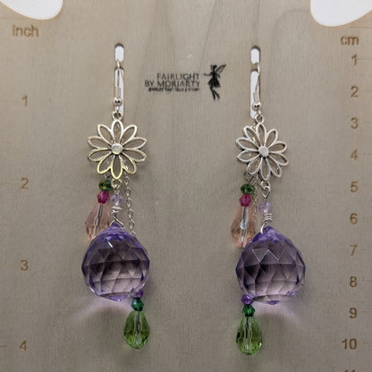 ✨Nectarbell Blossoms✨| Lavender Crystal Flower Drop Earrings
