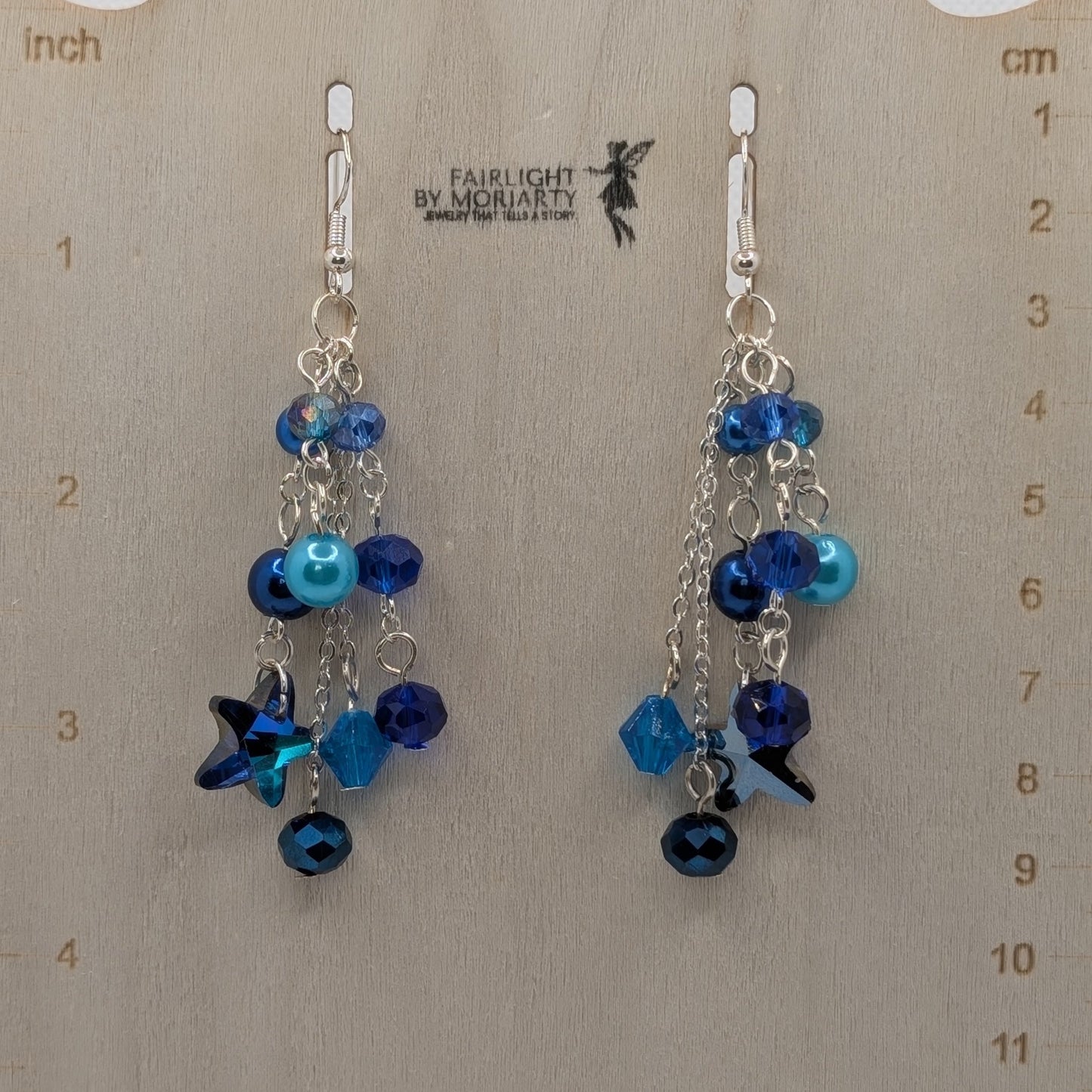 ✨Astral Scatter✨| Blue Crystal Ocean & Celestial Chain Earrings