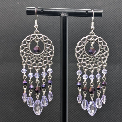 ✨Dreamsnare✨| Lavender & Dark AB Crystal Dreamcatcher Earrings