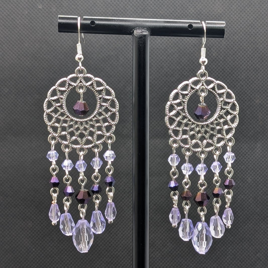 ✨Dreamsnare✨| Lavender & Dark AB Crystal Dreamcatcher Earrings