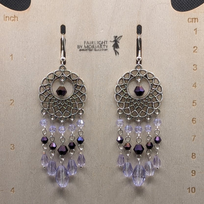 ✨Dreamsnare✨| Lavender & Dark AB Crystal Dreamcatcher Earrings