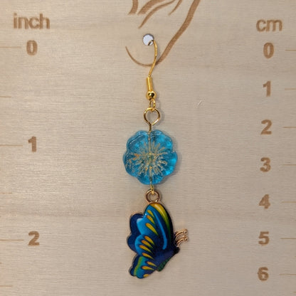 ✨Bluemira✨| Blue Flower & Butterfly Charm Earrings